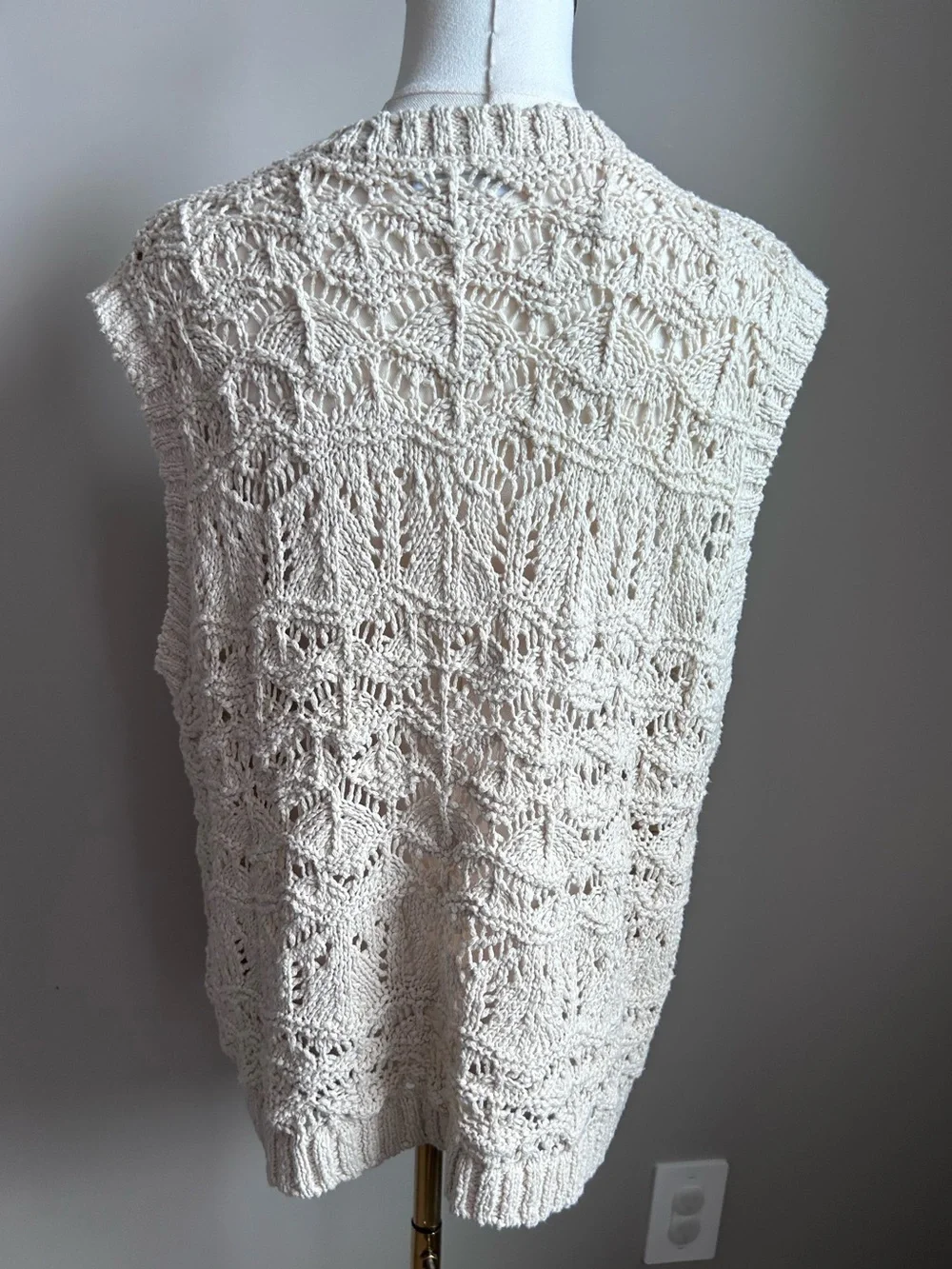 Cotton Cream Crochet Sleeveless Sweater Vest tank summer boho natural earthy - Picture 11 of 12